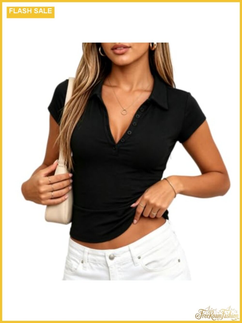 Women Cropped Polo T-Shirt Y2K Baby Tee Short Sleeve Crop Top